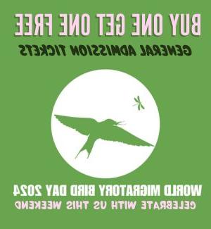 Wold Migratory Bird Day text and logo, with green background and additional text reading 